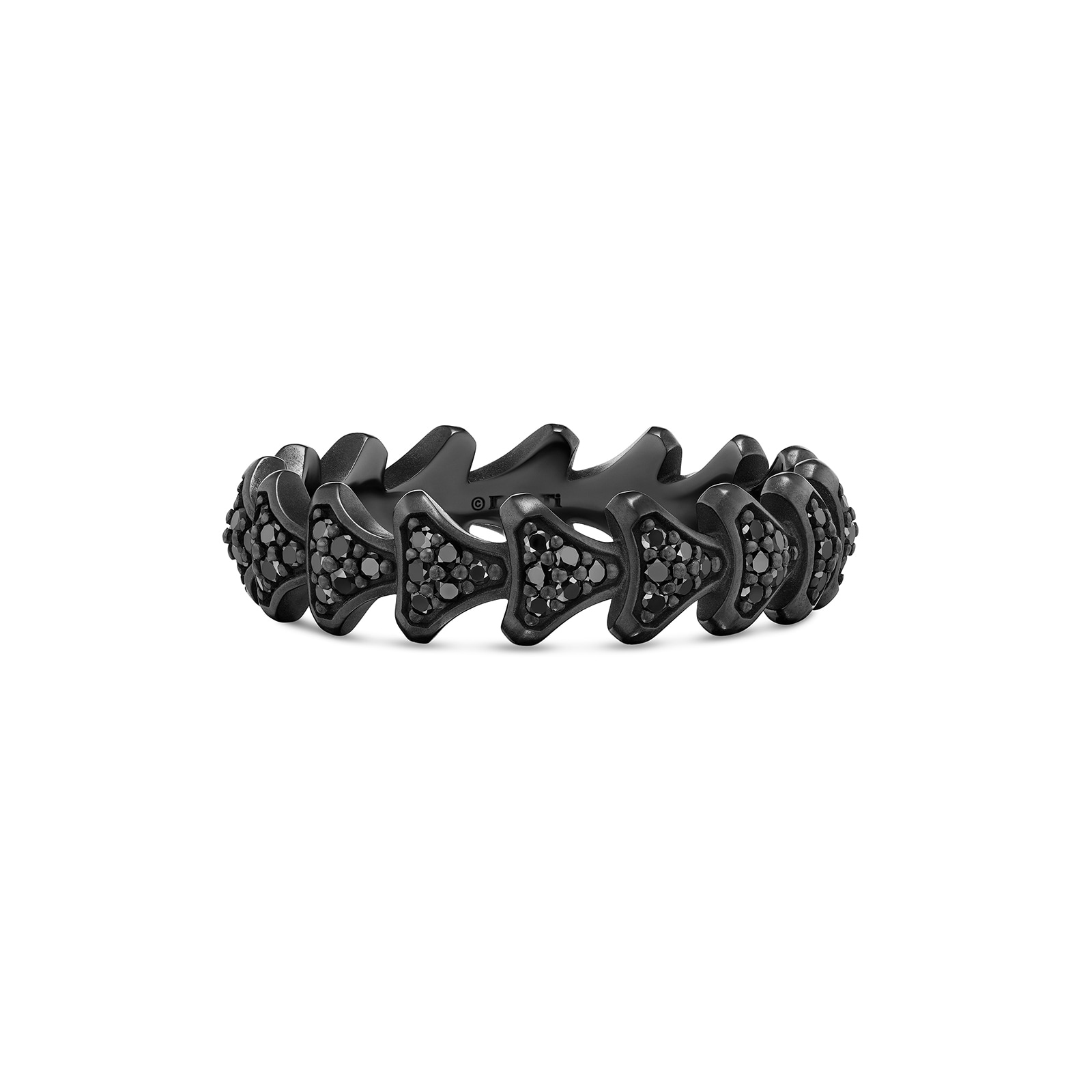 David Yurman Armory® Band Ring In Black Titanium With Black Diamonds, 6.2mm - Ring Size 9 David Yurman Armory® Band Ring In Black Titanium With Black Diamonds, 6.2mm - Ring Size 9