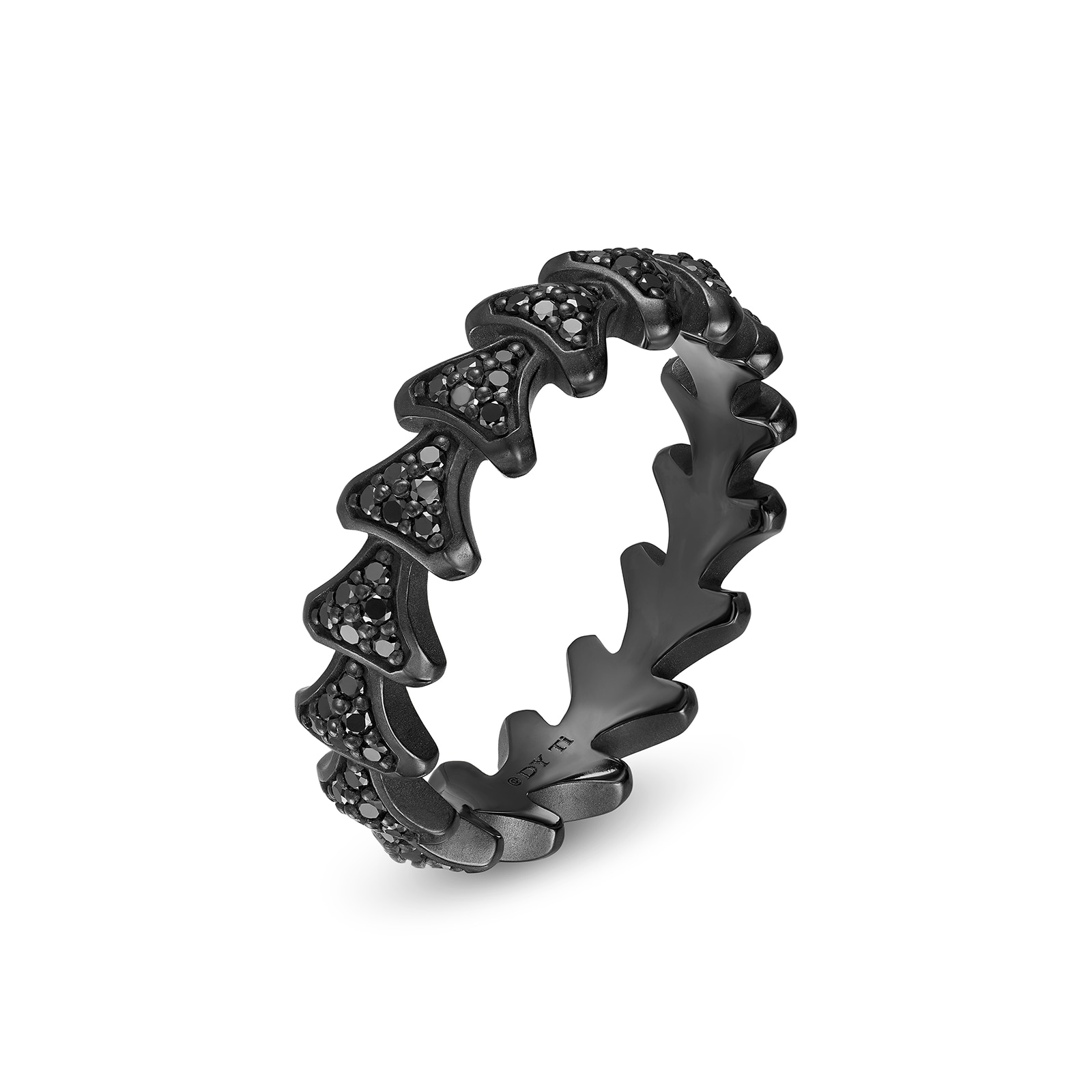 David Yurman Armory® Band Ring In Black Titanium With Black Diamonds, 6.2mm - Ring Size 9