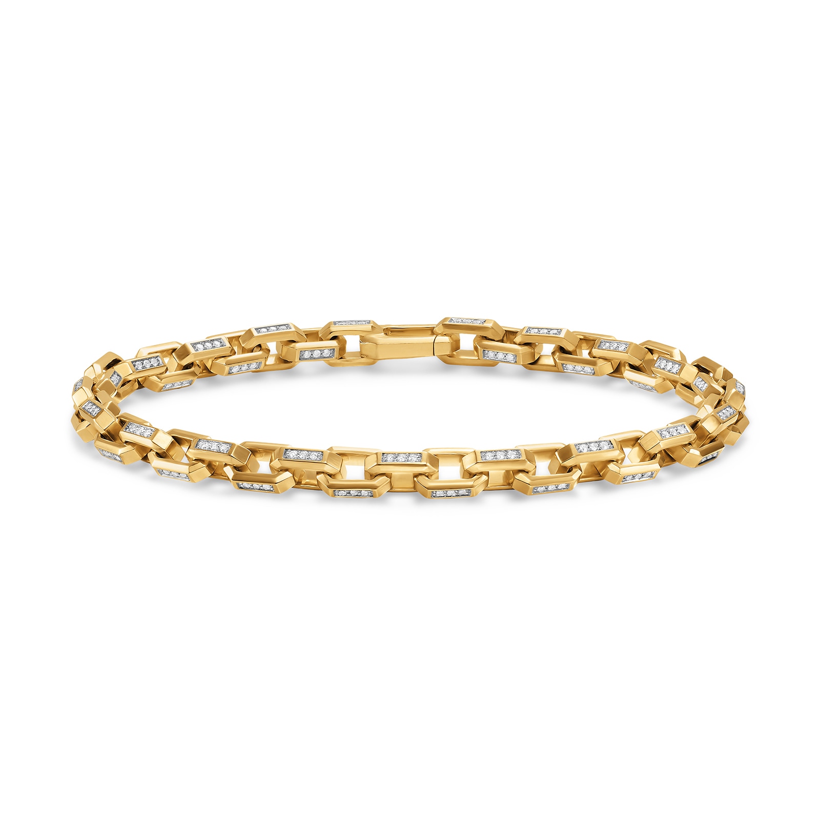 David Yurman Streamline Link Bracelet In 18ct Yellow Gold With Diamonds, 5.5mm - Size Medium
