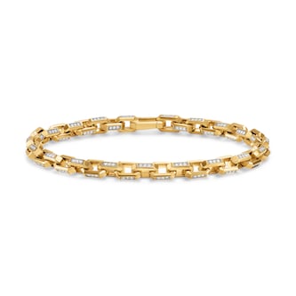 David Yurman Streamline Link Bracelet In 18ct Yellow Gold With Diamonds, 5.5mm - Size Medium