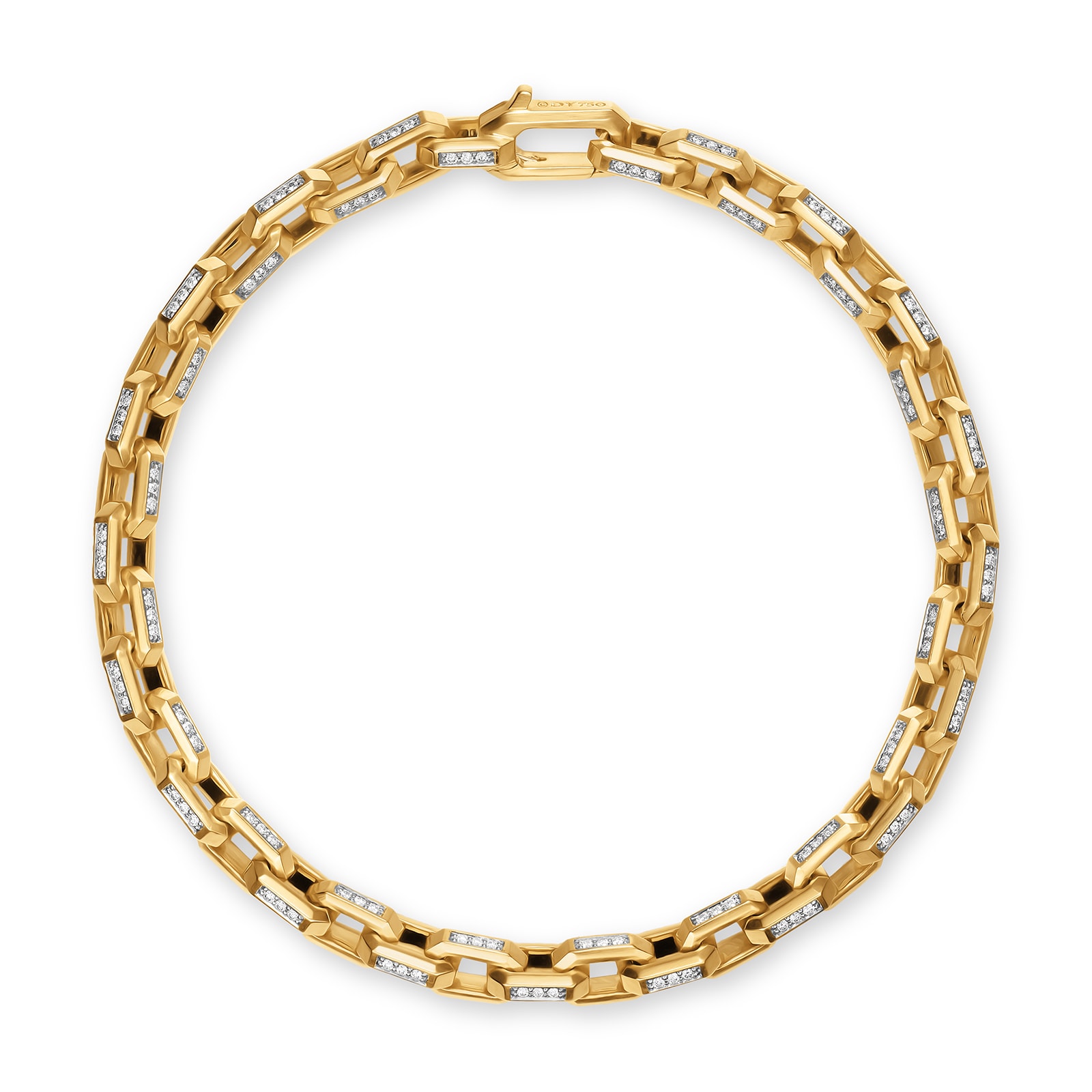 David Yurman Streamline Link Bracelet In 18ct Yellow Gold With Diamonds, 5.5mm - Size Medium