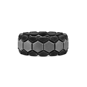 David Yurman Hex Stack Ring In Black 
Grey Titanium, 9.3mm - Ring Size 11