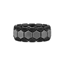 37901701 - Hex Stack Ring In Black & Grey Titanium, 9.3mm - Ring Size 11