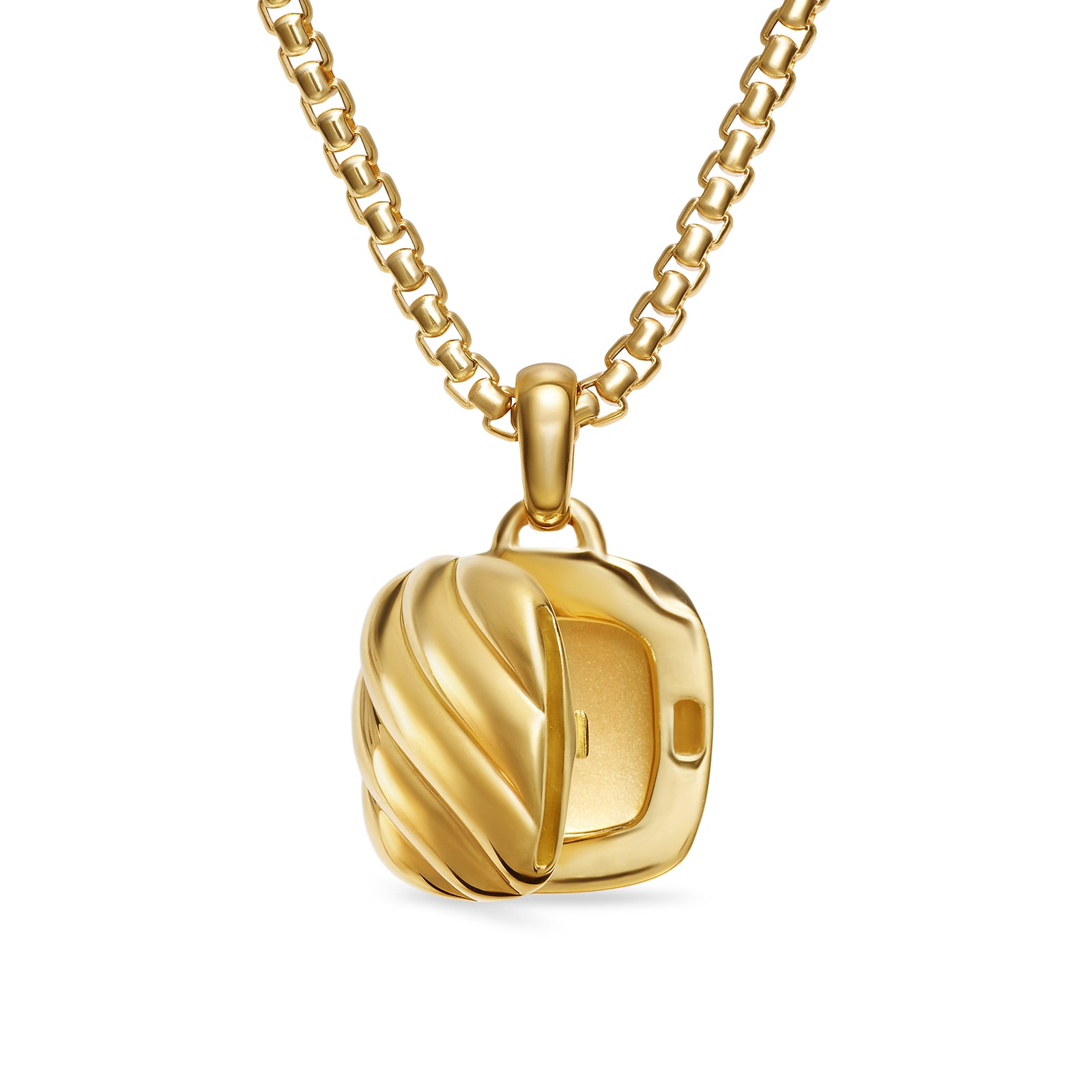 David Yurman Sculpted Cable Square Locket In 18ct Yellow Gold, 14.5mm David Yurman Sculpted Cable Square Locket In 18ct Yellow Gold, 14.5mm
