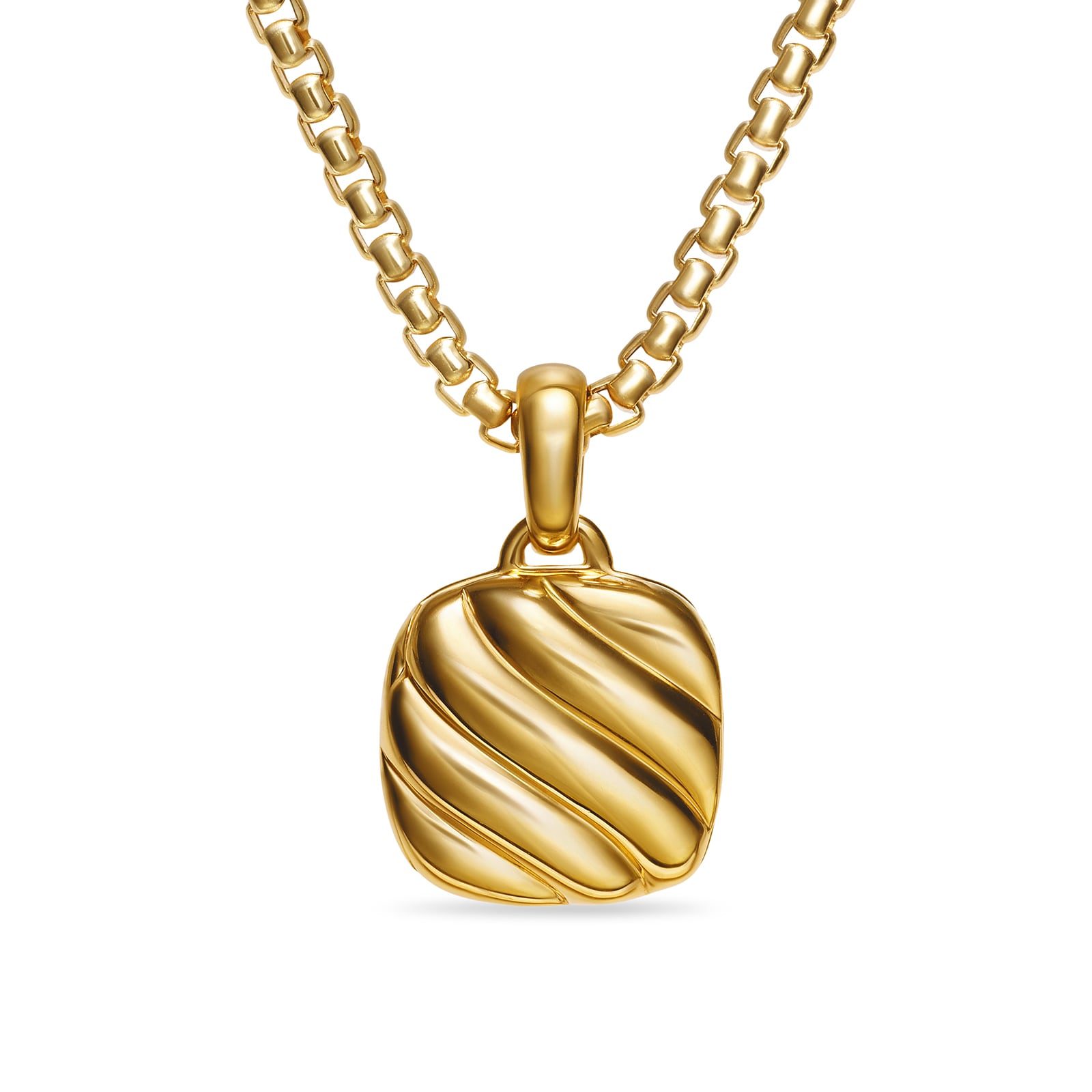 David Yurman Sculpted Cable Square Locket In 18ct Yellow Gold, 14.5mm David Yurman Sculpted Cable Square Locket In 18ct Yellow Gold, 14.5mm