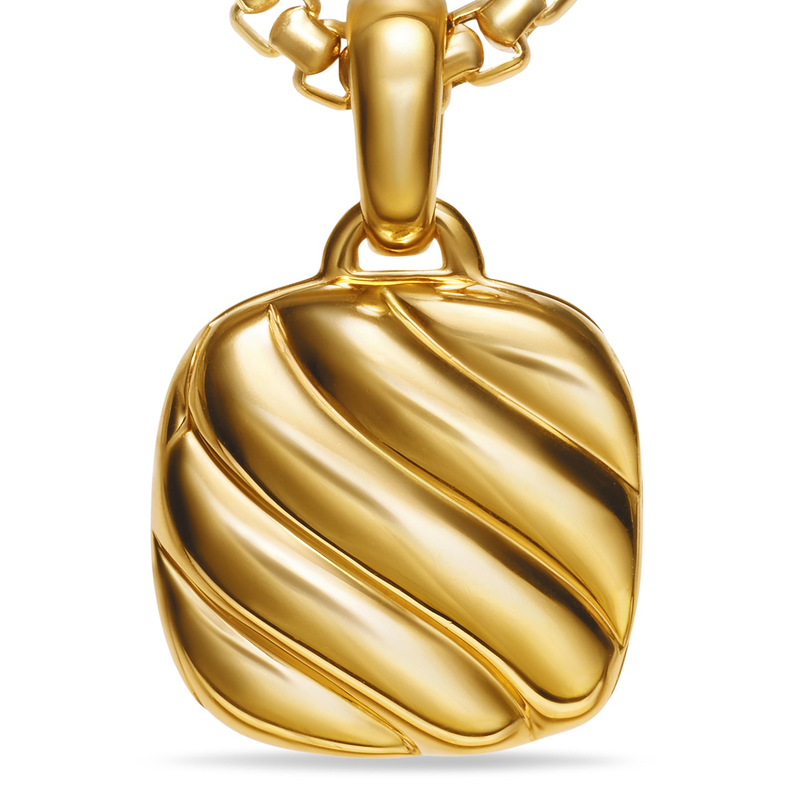 David Yurman Sculpted Cable Square Locket In 18ct Yellow Gold, 14.5mm David Yurman Sculpted Cable Square Locket In 18ct Yellow Gold, 14.5mm