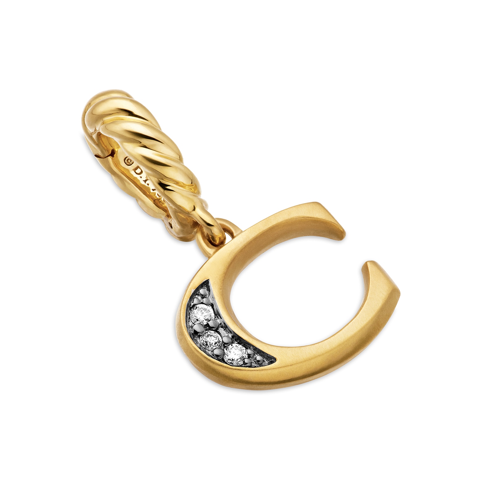 David Yurman Pavé Initial C Pendant In 18ct Yellow With Diamonds