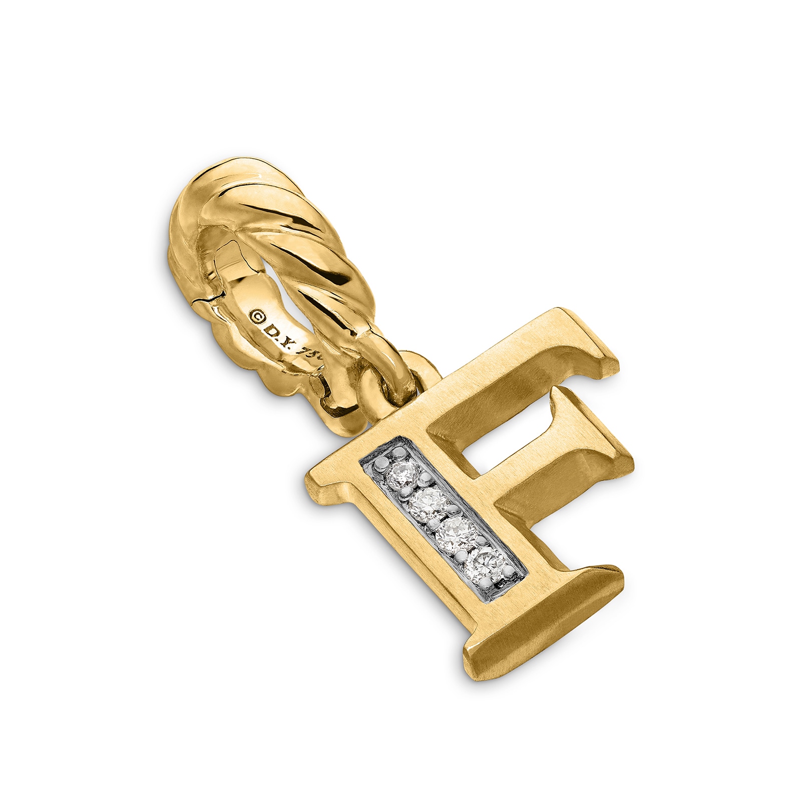 David Yurman Pavé Initial F Pendant In 18ct Yellow With Diamonds