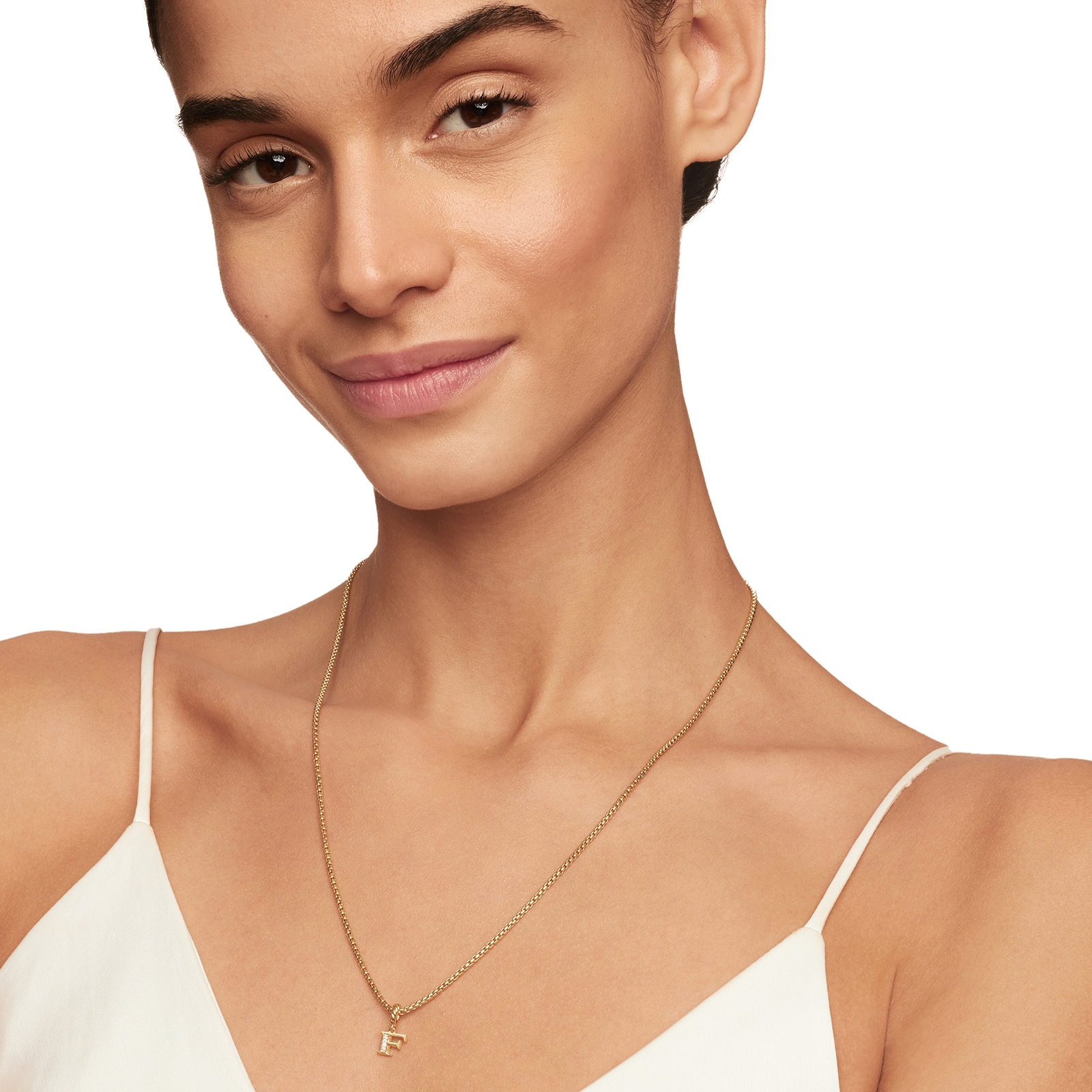 David Yurman Pavé Initial F Pendant In 18ct Yellow With Diamonds