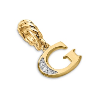 David Yurman Pavé Initial G Pendant In 18ct Yellow With Diamonds
