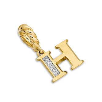 David Yurman Pavé Initial H Pendant In 18ct Yellow With Diamonds