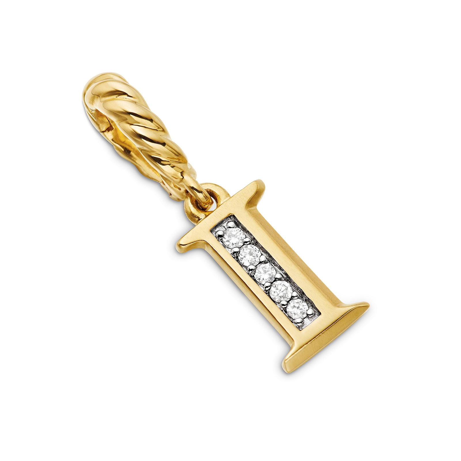 David Yurman Pavé Initial I Pendant In 18ct Yellow With Diamonds