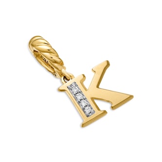David Yurman Pavé Initial K Pendant In 18ct Yellow With Diamonds