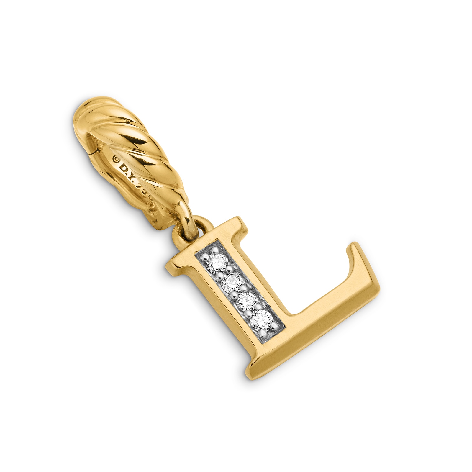 David Yurman Pavé Initial L Pendant In 18ct Yellow With Diamonds