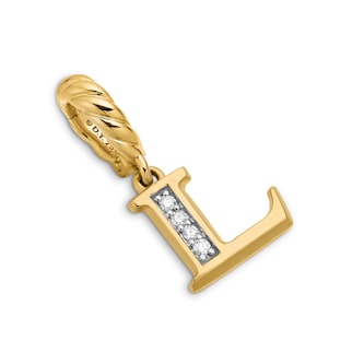 David Yurman Pavé Initial L Pendant In 18ct Yellow With Diamonds