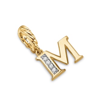 David Yurman Pavé Initial M Pendant In 18ct Yellow With Diamonds