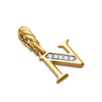 David Yurman Pavé Initial N Pendant In 18ct Yellow With Diamonds
