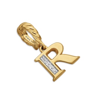 David Yurman Pavé Initial R Pendant In 18ct Yellow With Diamonds