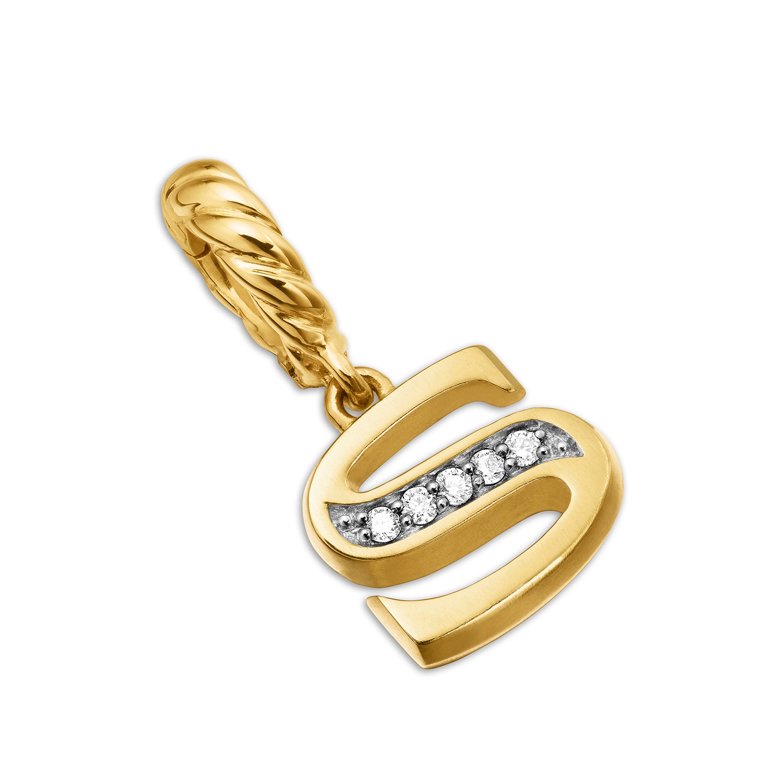David Yurman Pavé Initial S Pendant In 18ct Yellow With Diamonds