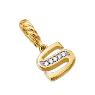 David Yurman Pavé Initial S Pendant In 18ct Yellow With Diamonds