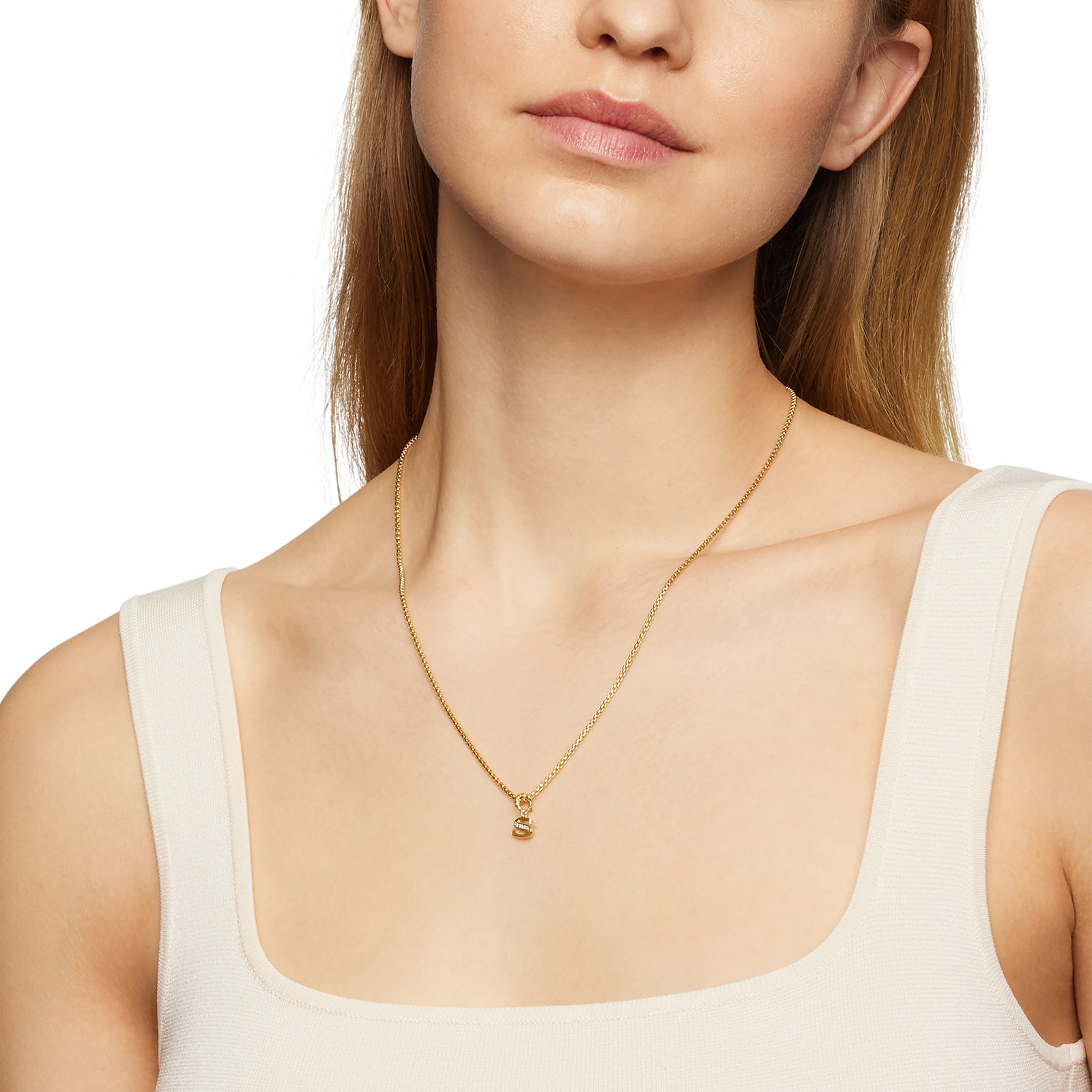 David Yurman Pavé Initial S Pendant In 18ct Yellow With Diamonds