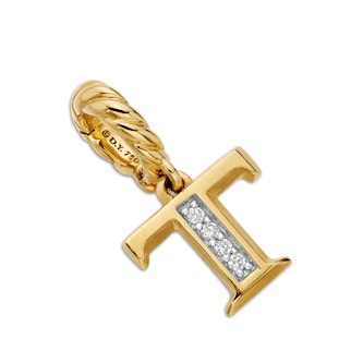 David Yurman Pavé Initial T Pendant In 18ct Yellow With Diamonds