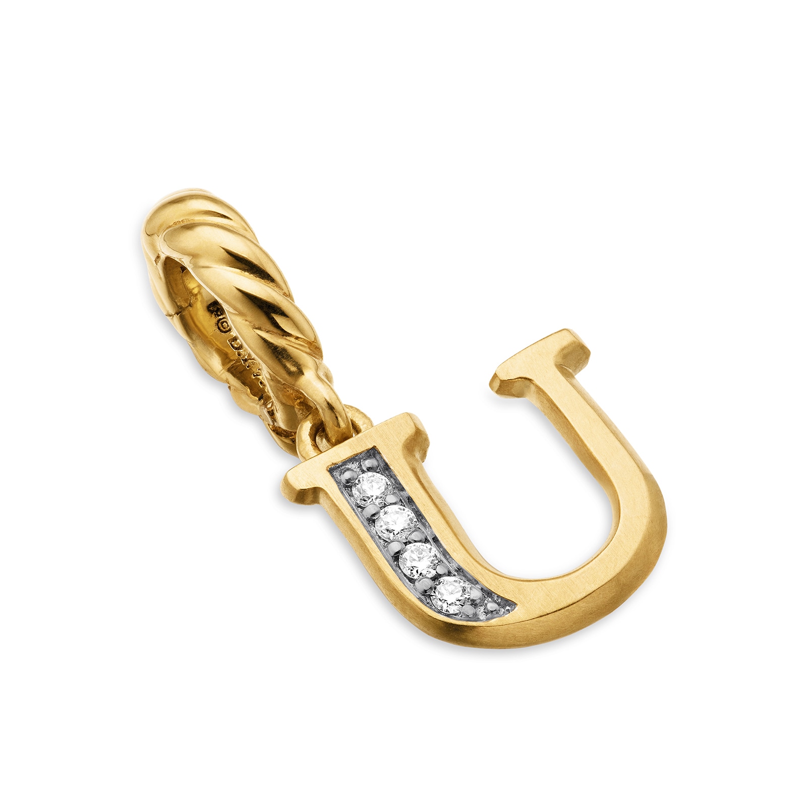 David Yurman Pavé Initial U Pendant In 18ct Yellow With Diamonds