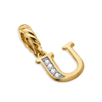 David Yurman Pavé Initial U Pendant In 18ct Yellow With Diamonds