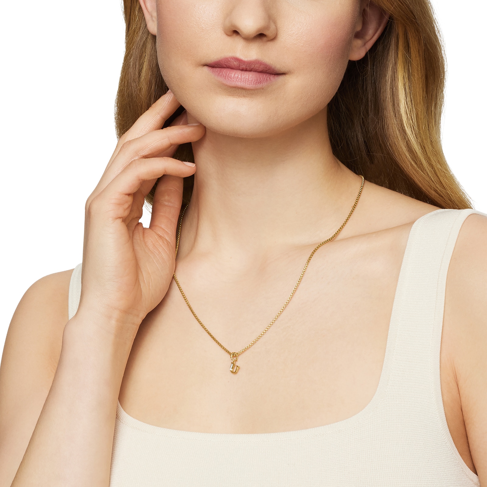 David Yurman Pavé Initial U Pendant In 18ct Yellow With Diamonds