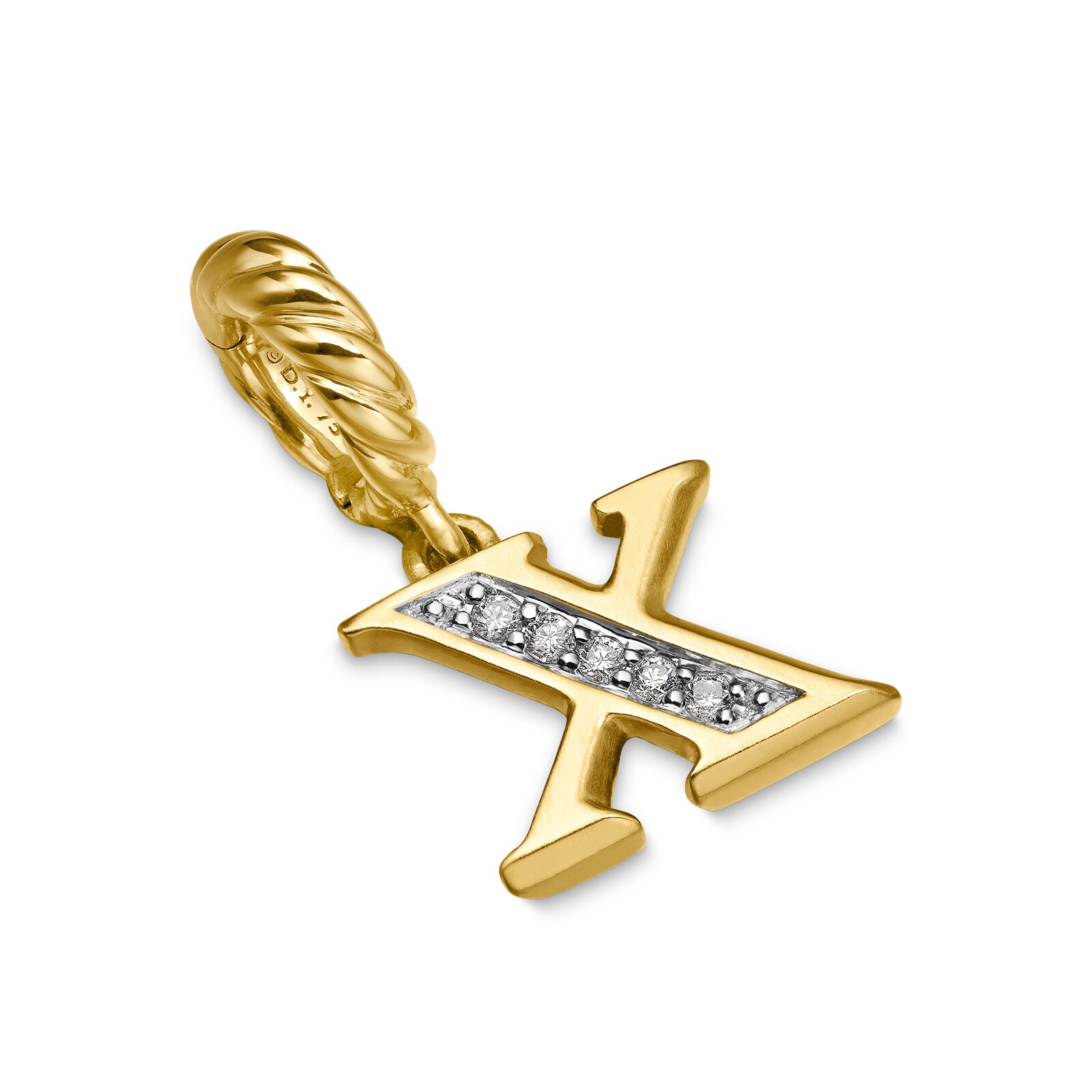 David Yurman Pavé Initial X Pendant In 18ct Yellow With Diamonds