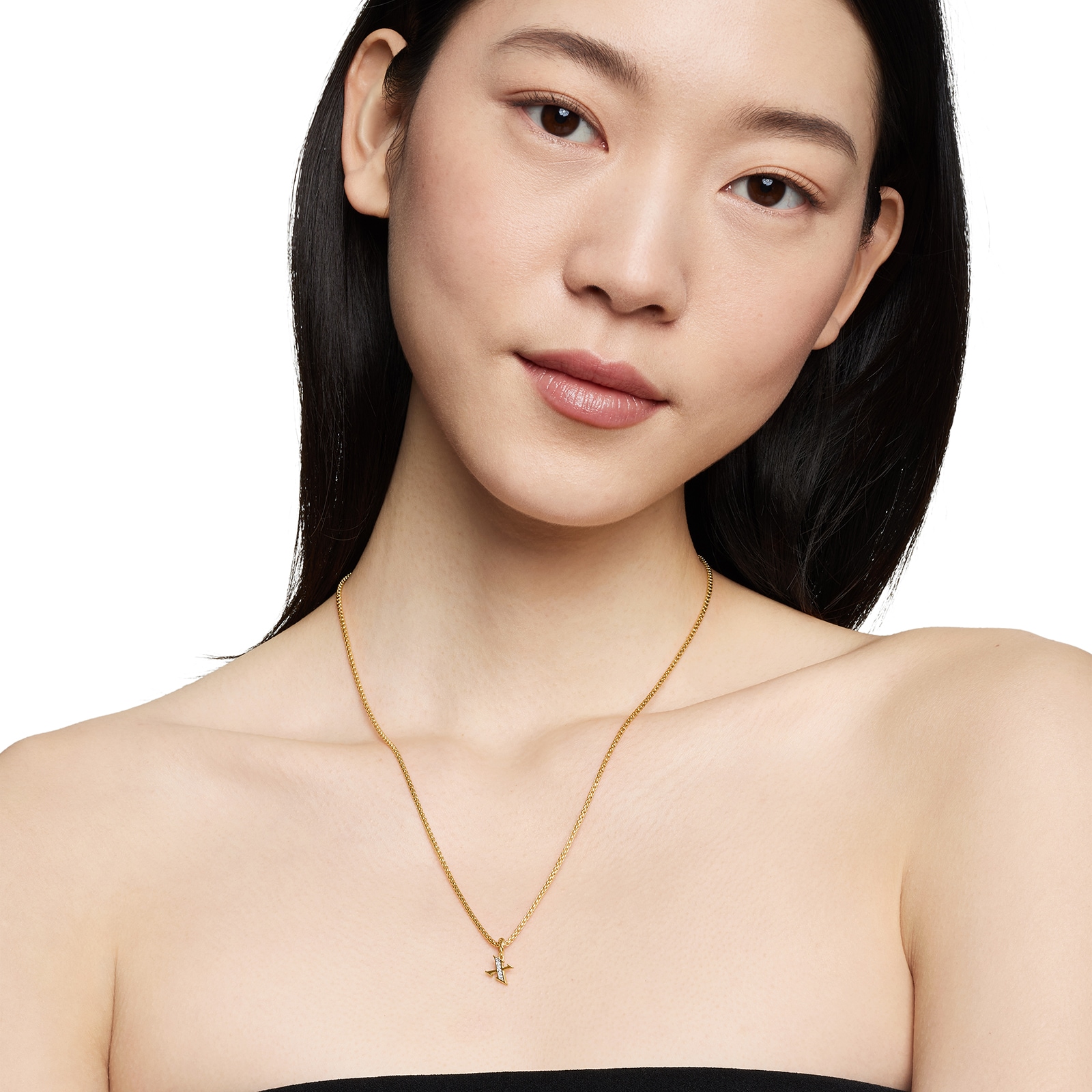 David Yurman Pavé Initial X Pendant In 18ct Yellow With Diamonds