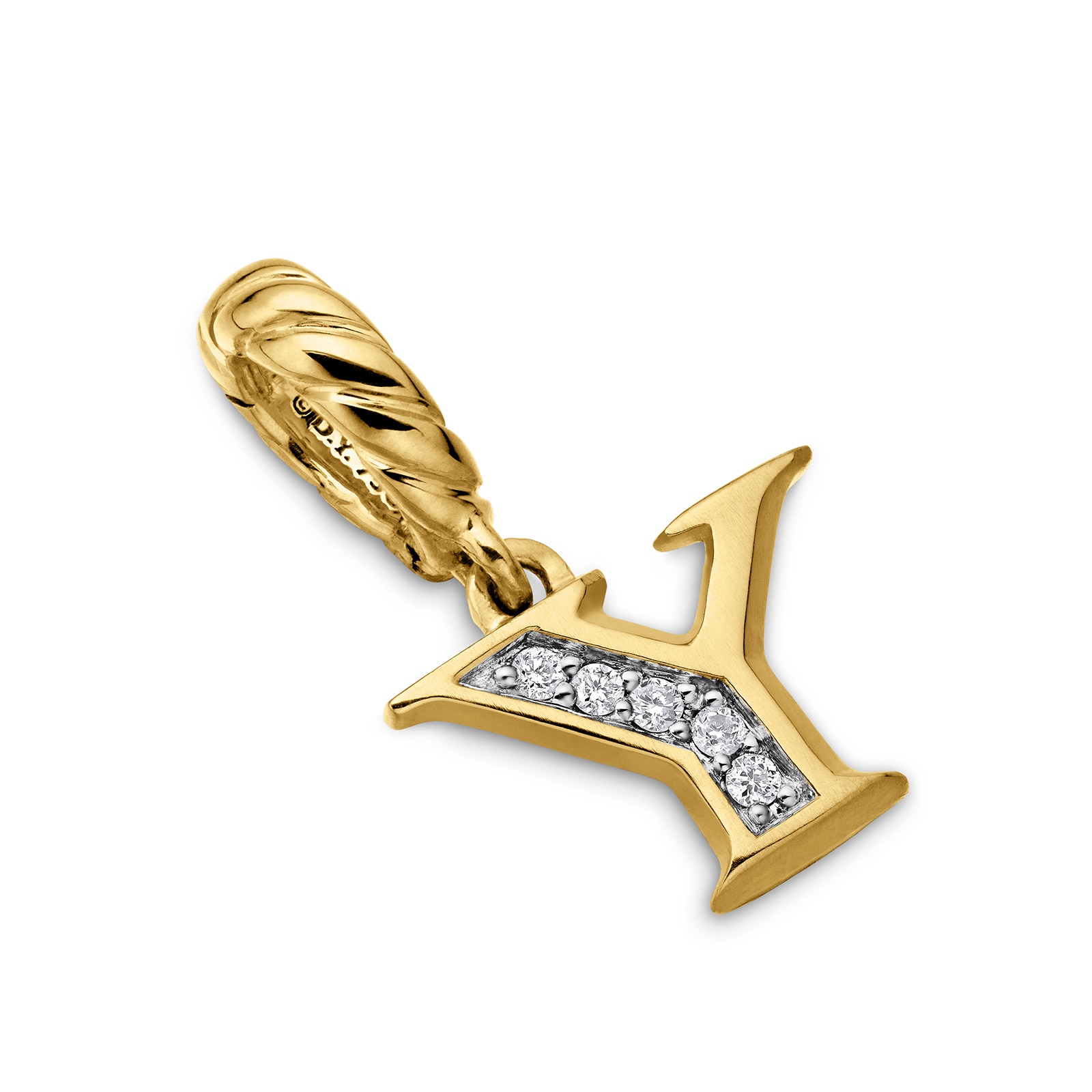 David Yurman Pavé Initial Y Pendant In 18ct Yellow With Diamonds
