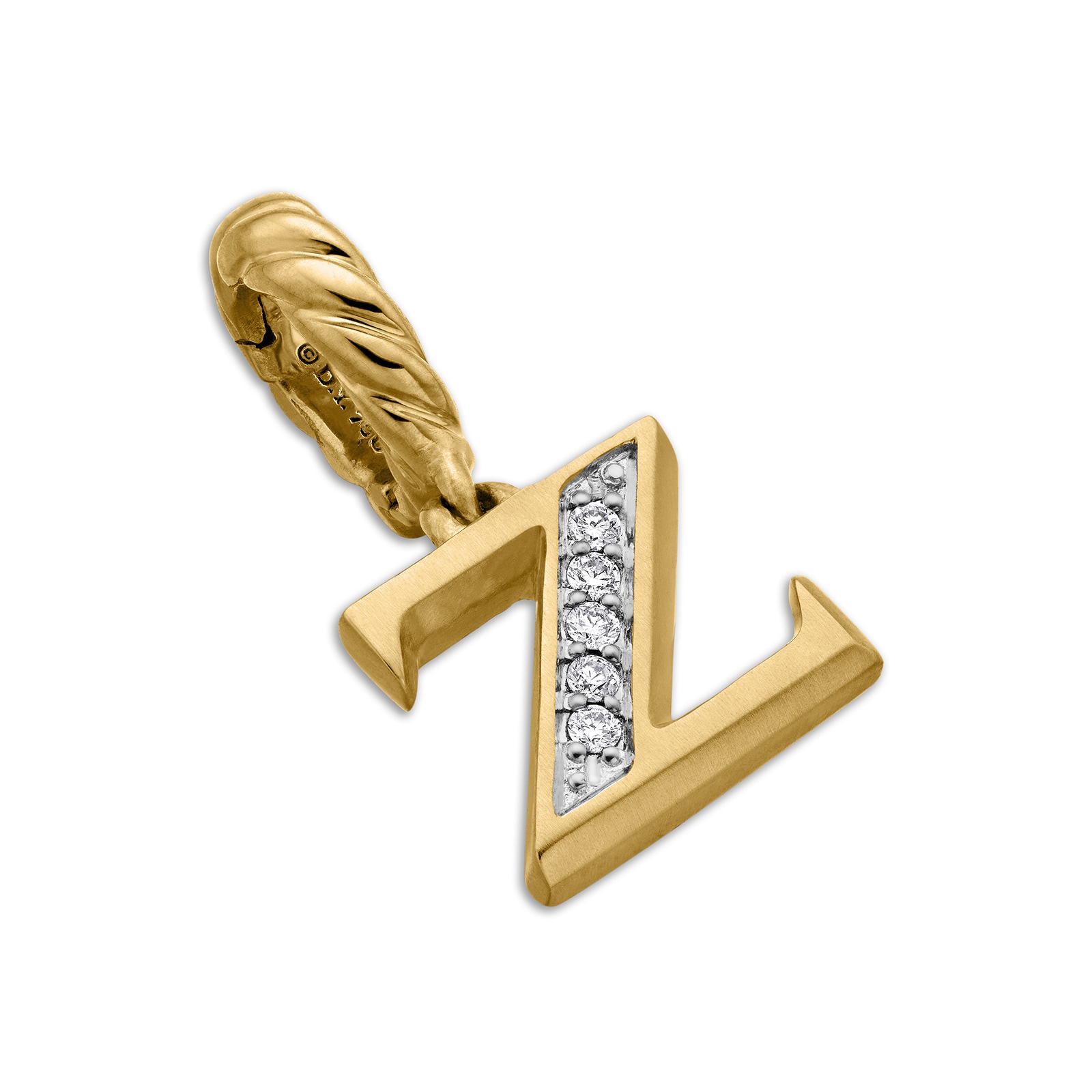 David Yurman Pavé Initial Z Pendant In 18ct Yellow With Diamonds