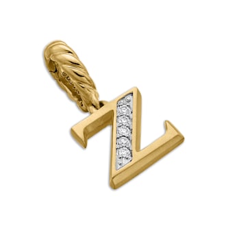 David Yurman Pavé Initial Z Pendant In 18ct Yellow With Diamonds