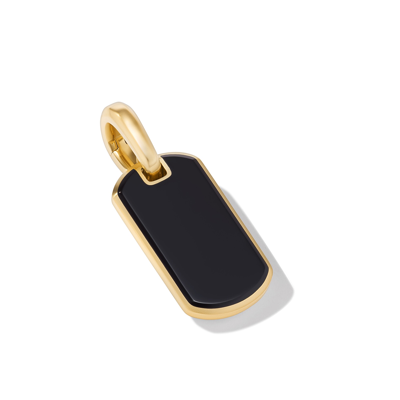 David Yurman Chevron Tag In 18ct Yellow Gold With Black Onyx, 21mm David Yurman Chevron Tag In 18ct Yellow Gold With Black Onyx, 21mm