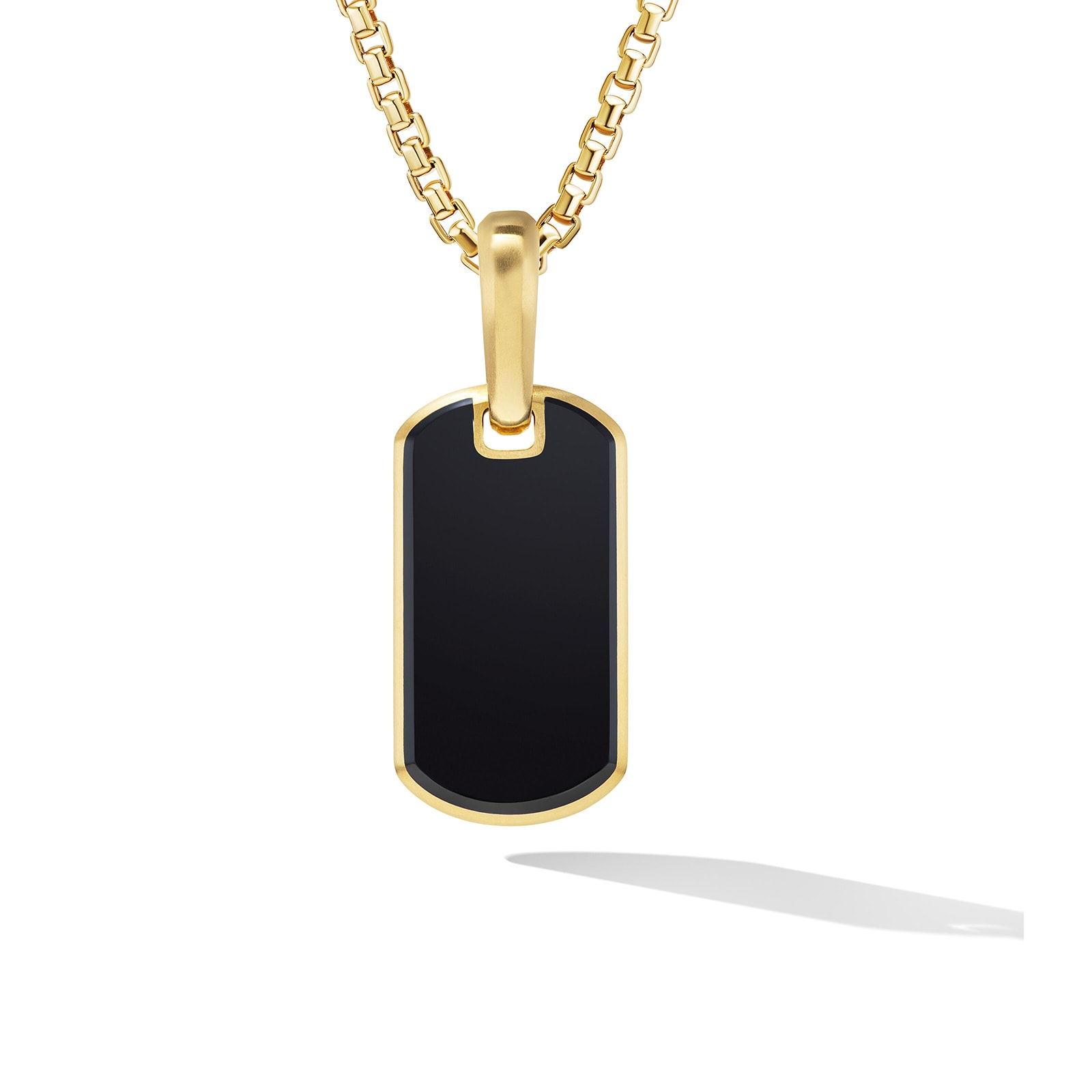 David Yurman Chevron Tag In 18ct Yellow Gold With Black Onyx, 21mm