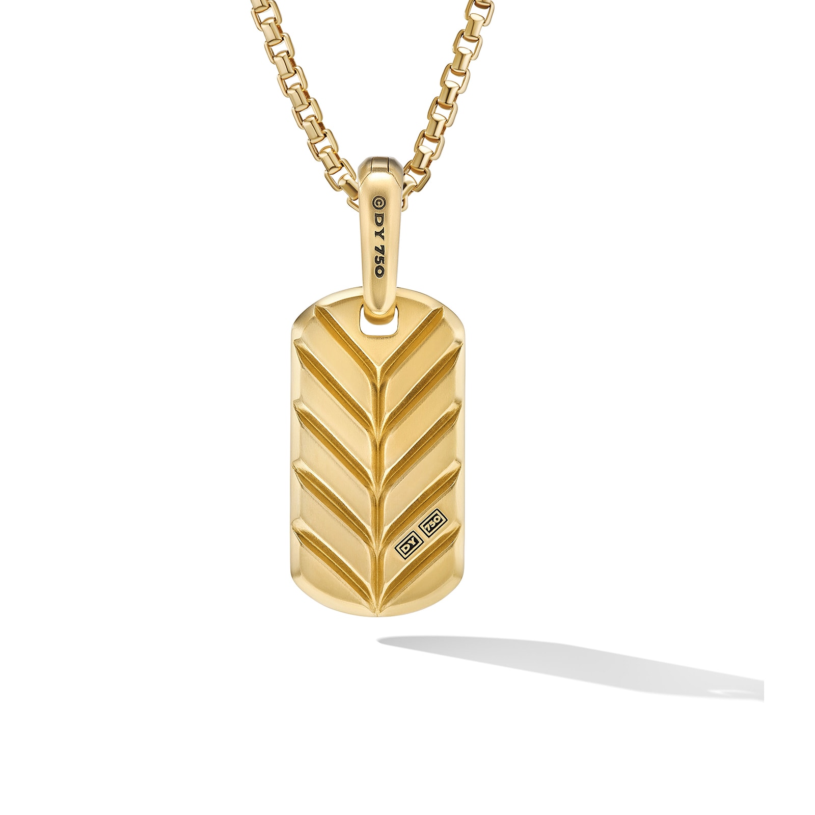 David Yurman Chevron Tag In 18ct Yellow Gold With Black Onyx, 21mm David Yurman Chevron Tag In 18ct Yellow Gold With Black Onyx, 21mm