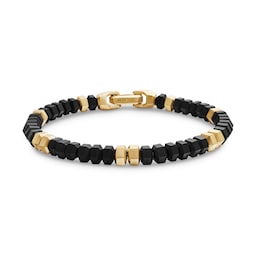 37901836 - Hex Bead Bracelet In Black Onyx And 18ct Yellow Gold, 6mm - Size Medium