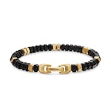 David Yurman Hex Bead Bracelet In Black Onyx And 18ct Yellow Gold, 6mm - Size Medium