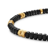 David Yurman Hex Bead Bracelet In Black Onyx And 18ct Yellow Gold, 6mm - Size Medium