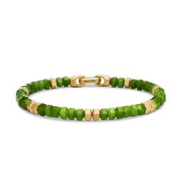 37901837 - Hex Bead Bracelet In Nephrite Jade And 18ct Yellow Gold, 6mm - Size Medium