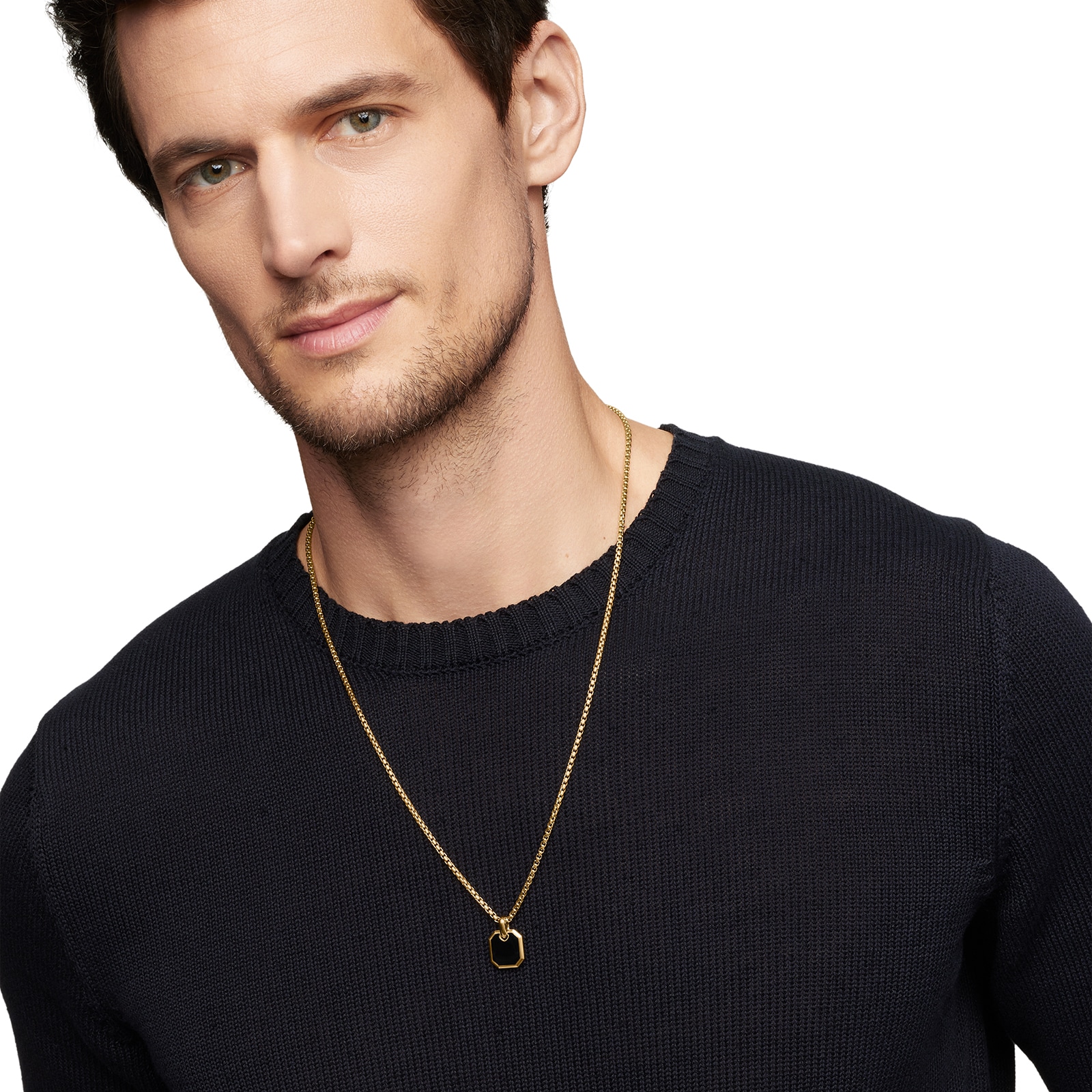 David Yurman Octagonal Amulet In 18ct Yellow Gold With Black Onyx, 15mm David Yurman Octagonal Amulet In 18ct Yellow Gold With Black Onyx, 15mm