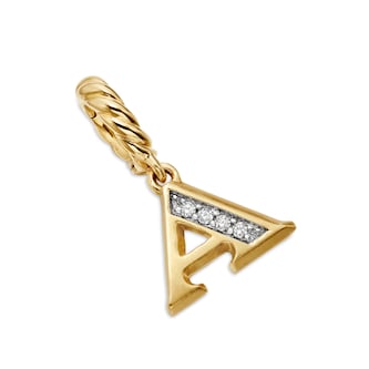 David Yurman Pavé Initial A Pendant In 18ct Yellow With Diamonds