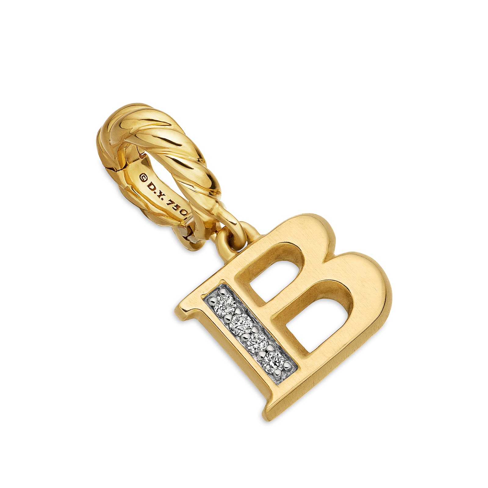 David Yurman Pavé Initial B Pendant In 18ct Yellow With Diamonds