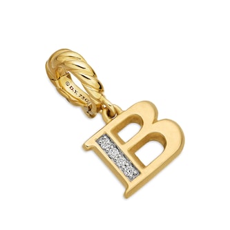 David Yurman Pavé Initial B Pendant In 18ct Yellow With Diamonds