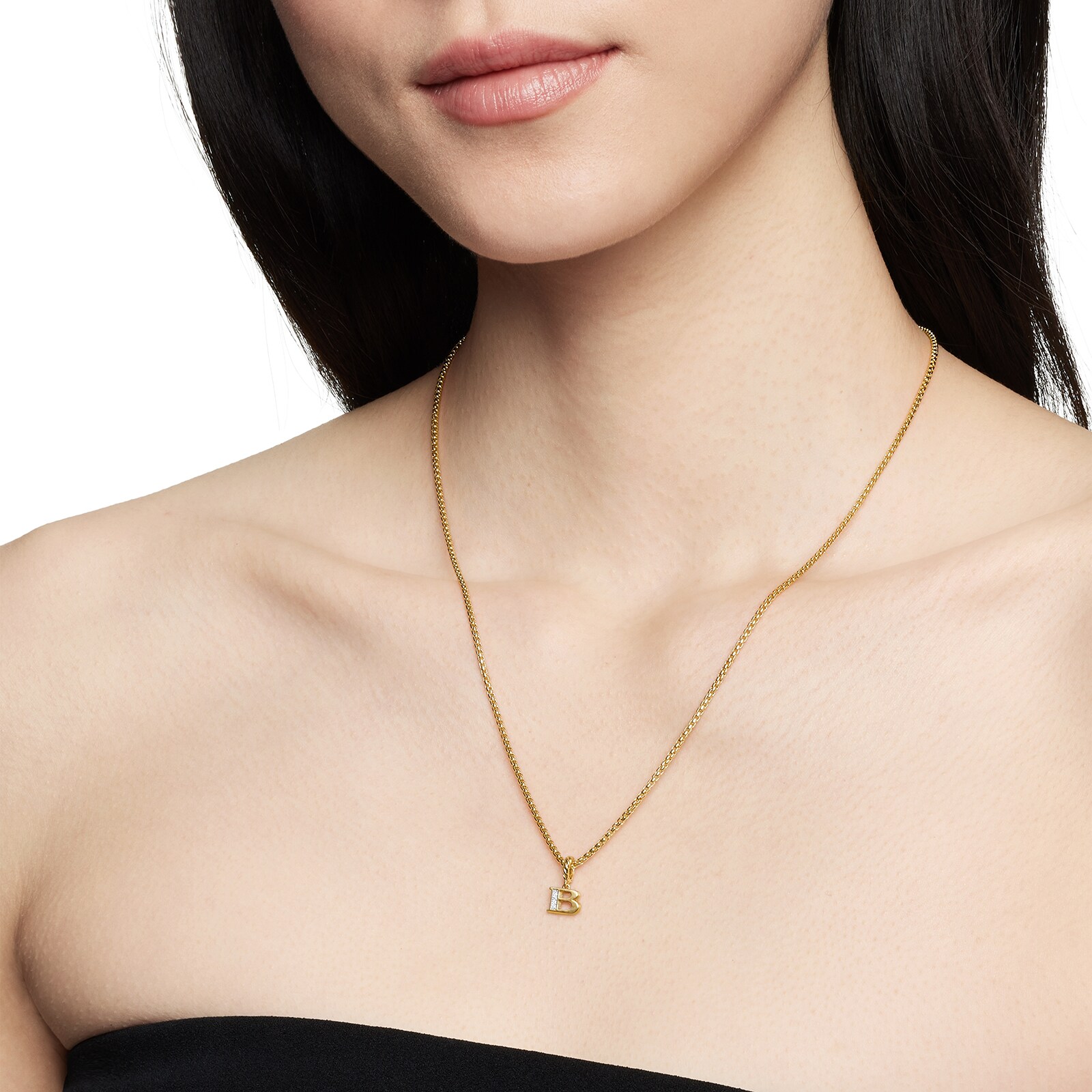 David Yurman Pavé Initial B Pendant In 18ct Yellow With Diamonds