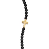 David Yurman Spiritual Beads Cross Station Bracelet In Black Onyx And 18ct Yellow Gold, 4mm - Size Medium
