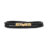 David Yurman Streamline® Double Wrap Bracelet In Black Leather With 18ct Yellow Gold, 5.2mm - Size Medium