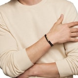 David Yurman Streamline® Double Wrap Bracelet In Black Leather With 18ct Yellow Gold, 5.2mm - Size Medium