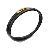 David Yurman Streamline® Double Wrap Bracelet In Black Leather With 18ct Yellow Gold, 5.2mm - Size Medium